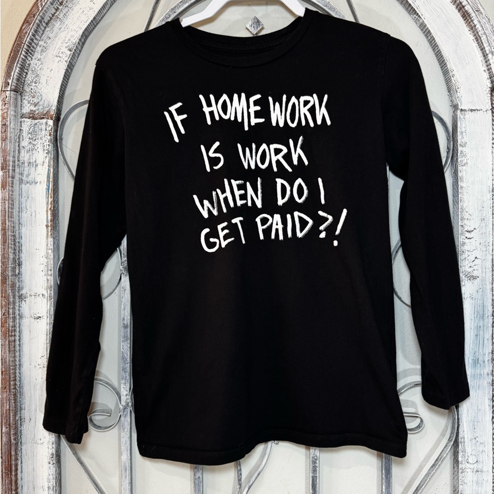 Kid’s Black Long Sleeve Funny Graphic Tee #1592
